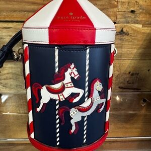 Kate Spade Red and White Carousel Crossbody Bag